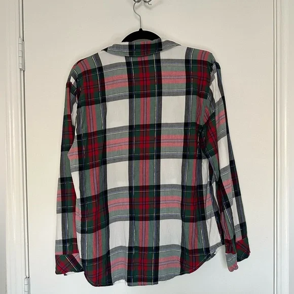 Victoria's Secret Flannel PJ Pajama Set White Red Green Plaid Size Small - Picture 4 of 16